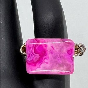 Vintage 90s Sterling Silver and Agate Ring. Ladies Size 5 1/2.